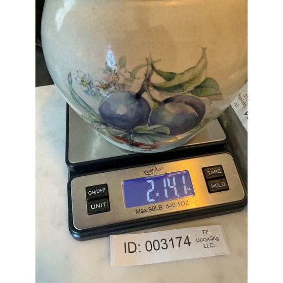 Vintage Casey Pottery Signed Vase Jar Fruit Plums and Cherries Handmade USA 6"x5 - Picture 11 of 11